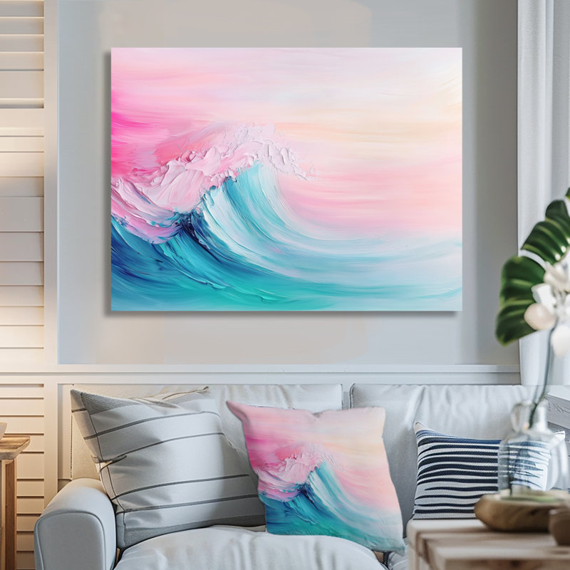 Coastal Rainbow Wave Energy II - art mural côtier, 34" H x 44" W, Wrapped Canvas, Does Not Apply
