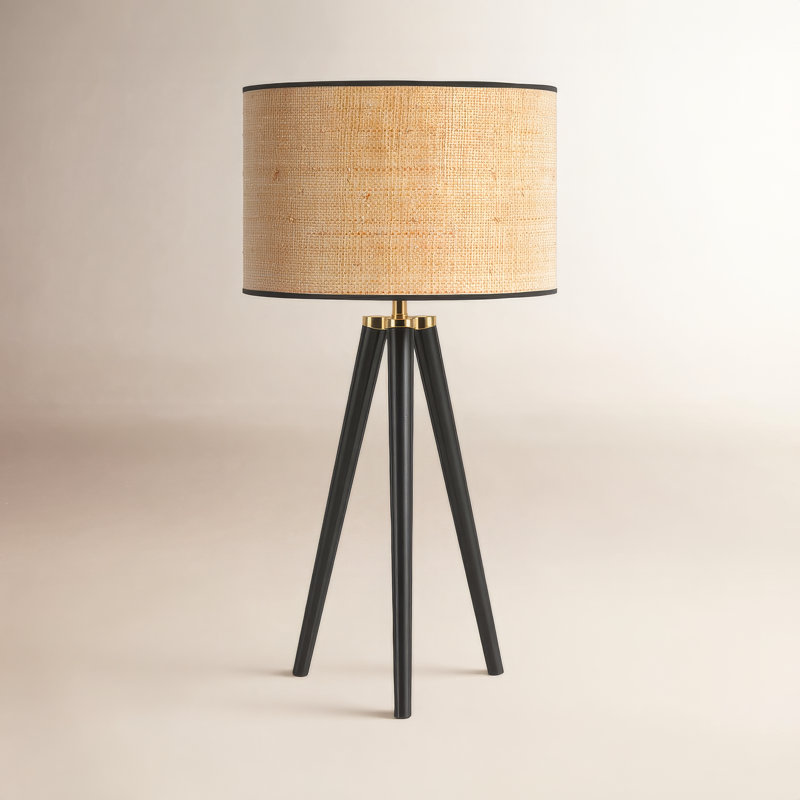 Kisa Wood Tripod Lamp, Black, Black