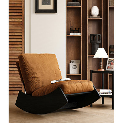 Chaise berçante en chenille de style rétro en bois massif, convenant au salon