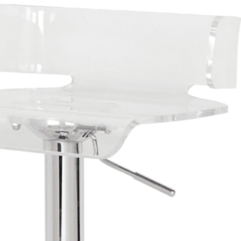 Tabouret réglable avec pivotement à 360 ° et siège en plastique transparent