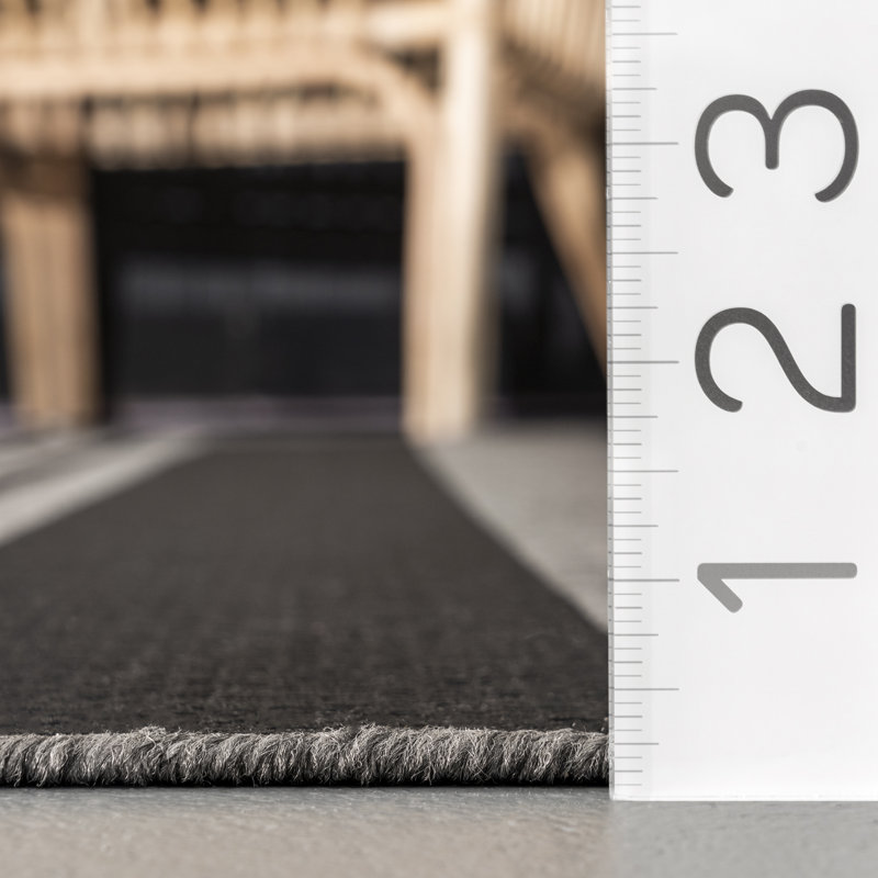 Hawkes Striped Beige/Gray Indoor/Outdoor Rug, Runner 2' x 8'