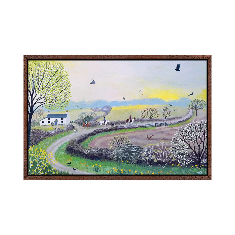 Early Morning Ride by Jo Grundy - Painting on Canvas, 66.04cm H x 101.6cm W x 3.81cm D, Brown Framed