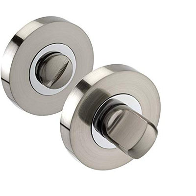  Bathroom Toilet Door Thumb Twist Lock in Duo Chrome Finish