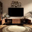 Meuble télé Mid-Century avec 2 tiroirs et 2 armoires