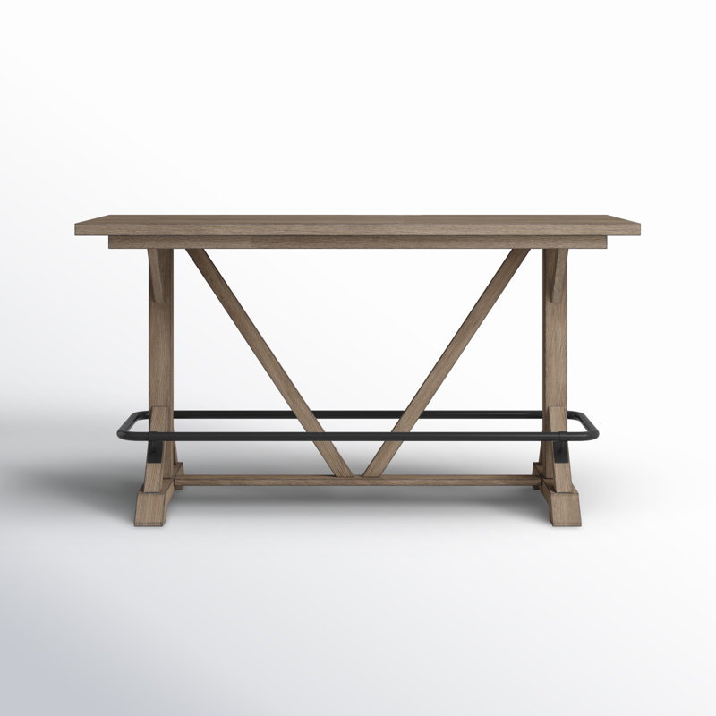 Susan 78" Wide Bar Height Trestle Table in Brown Oak