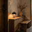 Lampe de table 12 po en pierre véritable avec abat-jour en métal noir