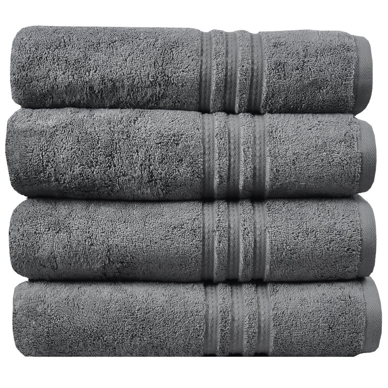 Trident Soft N Plush 6 Piece Cotton Bath Towel Set, Charcoal Gray