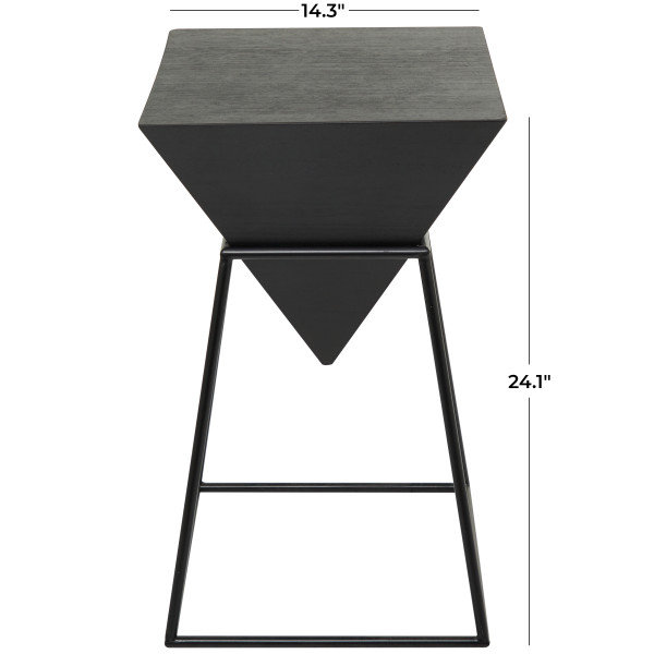 Azier 23.75'' Tall Frame End Table, Gold, White