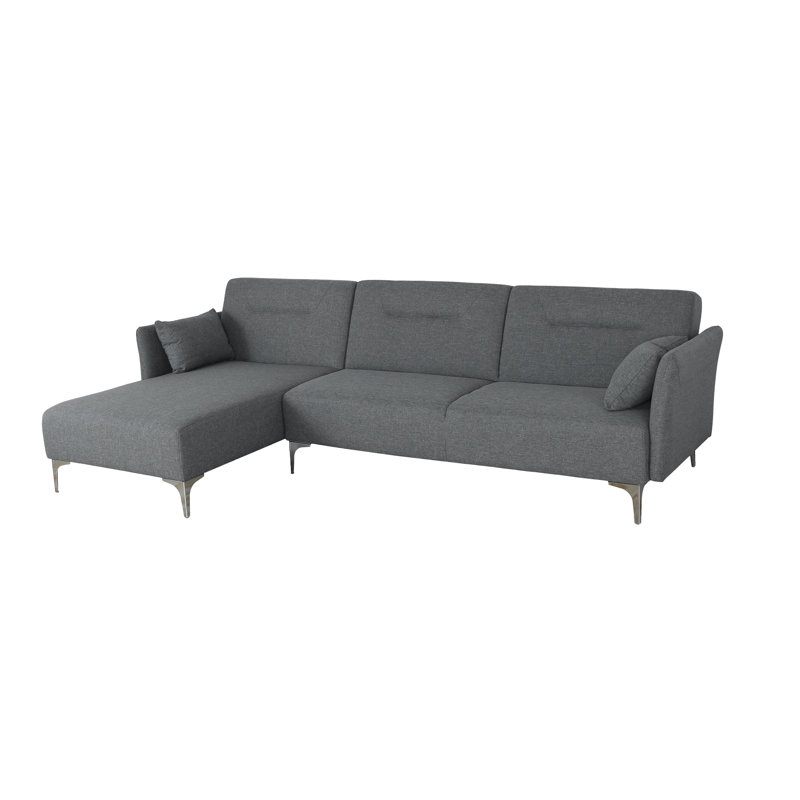Millicent Upholstered L-Shaped Sectional, Gray, Left Hand Facing