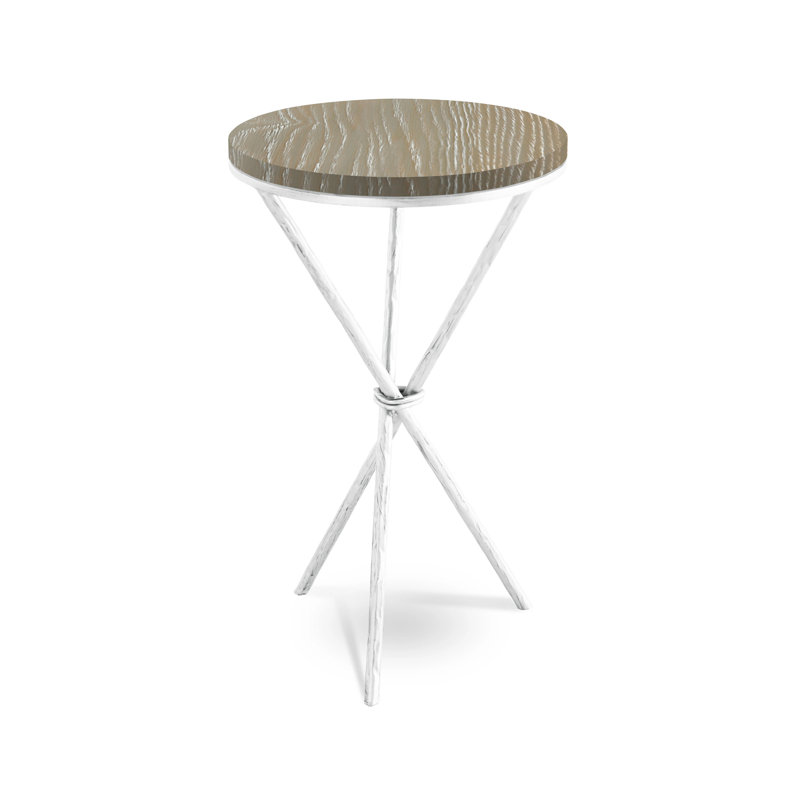 Alicia Solid Wood End Table, Pickled Oak, Glacier White