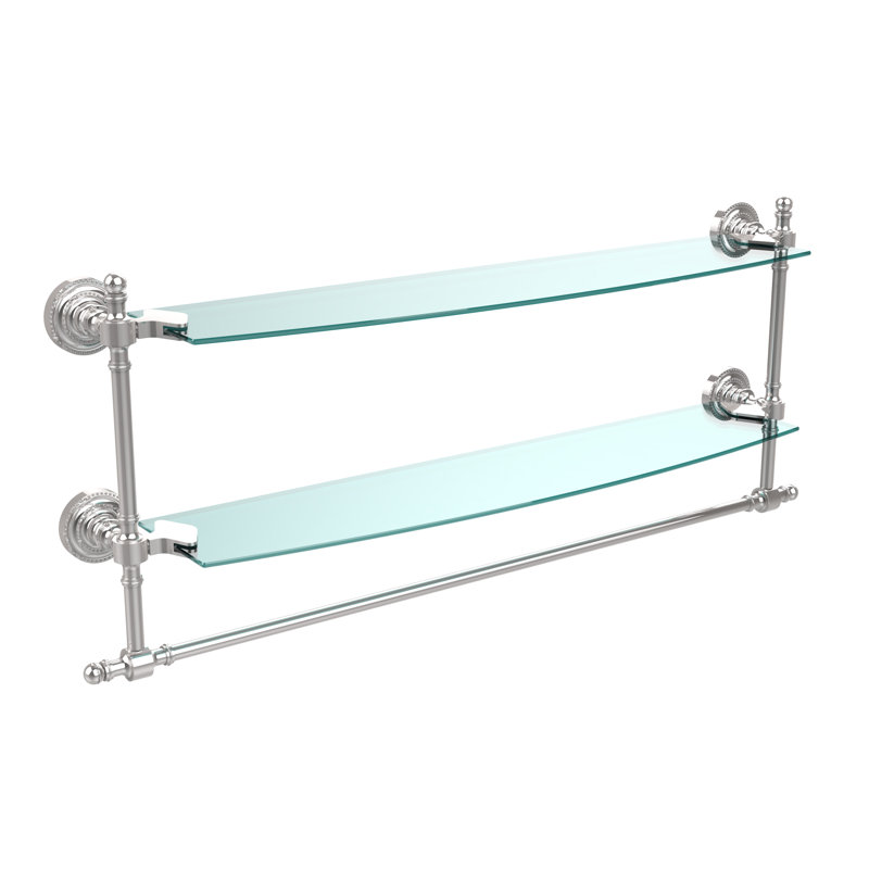 Godinez 2 Piece Tiered Shelf with Towel Bar, 28", Polished Chrome