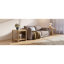 Ensemble de 2 tables de bout arrondies de coin avec table de chevet carrée de 22,1 po avec pieds à vagues verticales, table d'appoint Boho à 2 niveaux pour le salon, la chambre à coucher et le bureau personnel (chêne)-133446239
