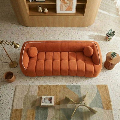 98.4" Modern Cloud Sofa Couch for Living Room with 2 Pillows Oversized Loveseat Cloud Couch Comfortable for Office Living Room,Bedroom, Office, Apartment,No Assembly,orange
