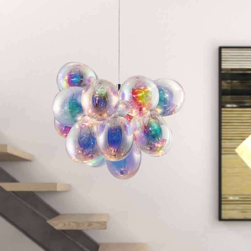 Abdurrahman 3 - Light Polished Chrome Cluster Pendant, Iridescent