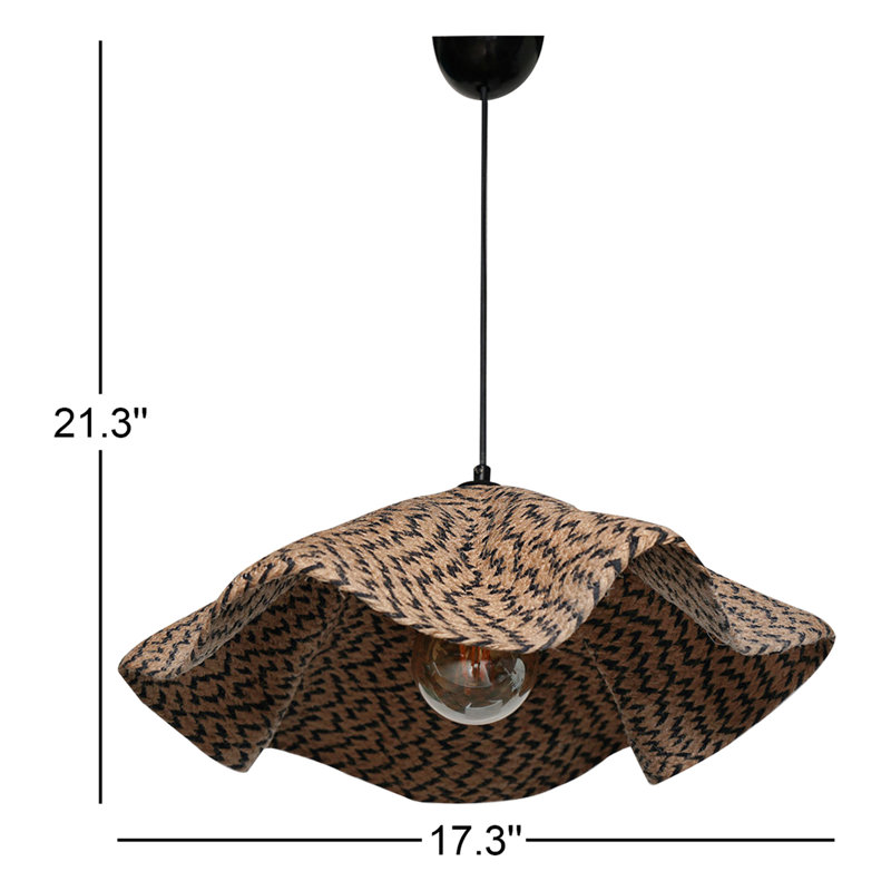 Lustre bohémien, noir et brun, 17,3 po de diamètre x 21,3 po de hauteur | Corps en plastique, capuchon en coton, douille E27 (40 W maximum) | Éclairage élégant pour une décoration intérieure d'inspiration campagnarde, design élégant et unique