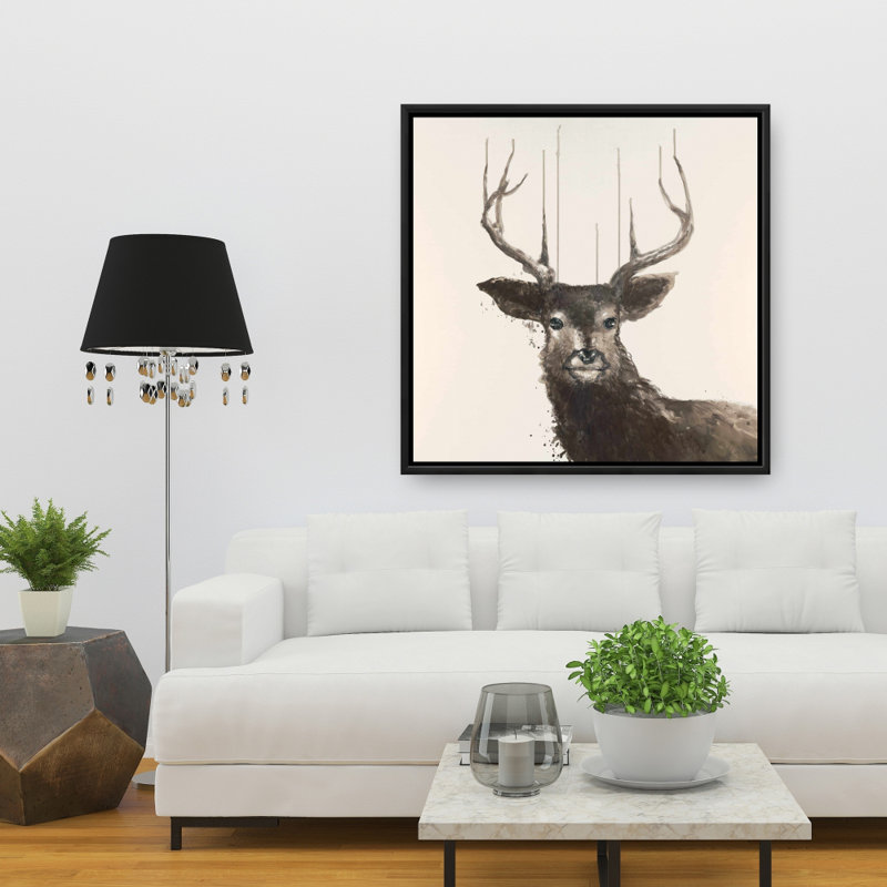 «Abstract Deer» sur toile, Beige / brun gris