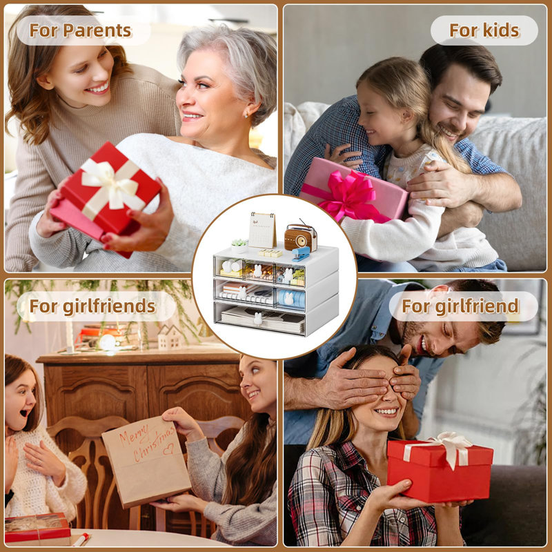 Includes 6 Drawers, 3-Tier Stackable Storage Drawers, Plastic Makeup Organizer, Office Organizer And Storage Boxes