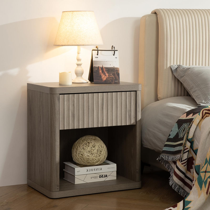 Cesiro 1 - Drawer Nightstand, Gray Alder