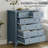 Coastal Blue 6-Drawer Dresser with Silver Shell Handles & Spacious Bedroom Storage