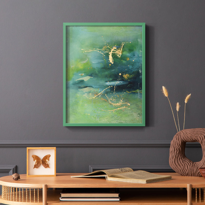 «Peaceful Diptych II», reproduction encadrée - bois massif, Cadre simple vert, H 10 po x l 8 po