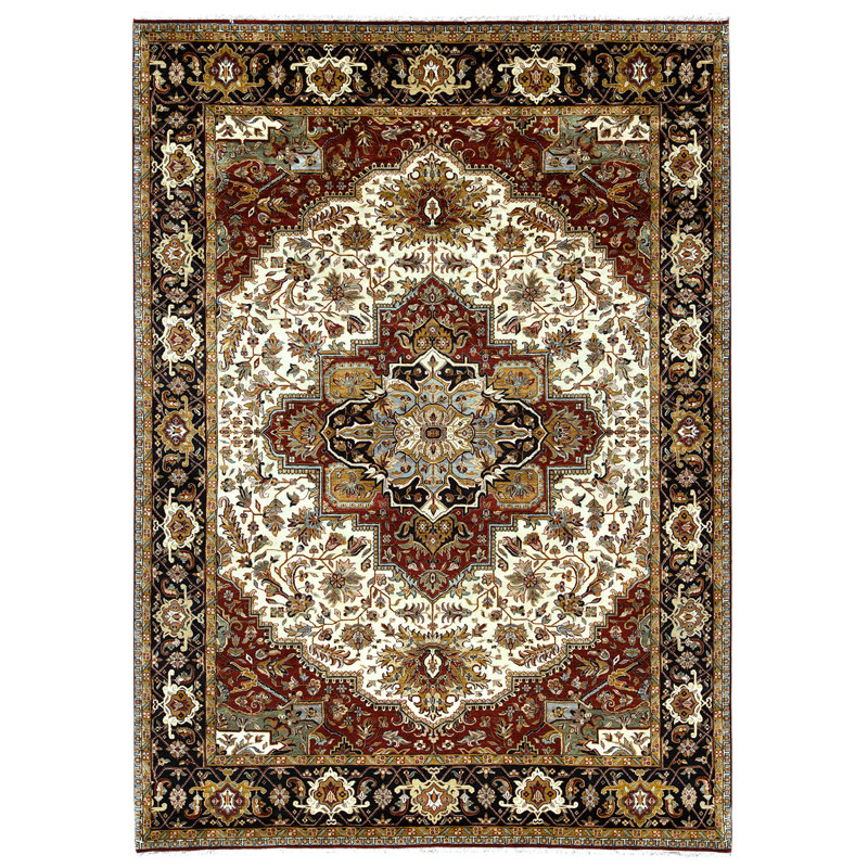 High-Quality Hand-Knotted Cream And Black Area Rug