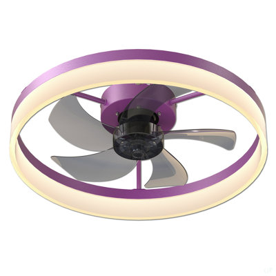 Ventilateurs de plafond avec lumières à DEL à intensité variable, installation encastrée de ventilateurs de plafond minces et modernes (mauve)