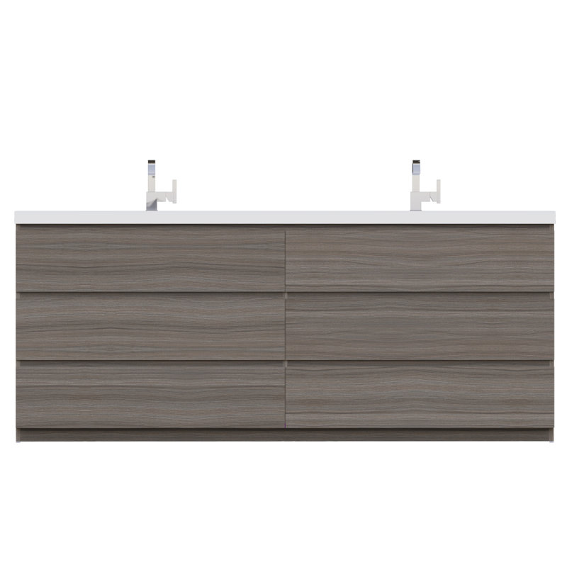 Ensemble de meuble-lavabo double 84 po Arjina, Gris