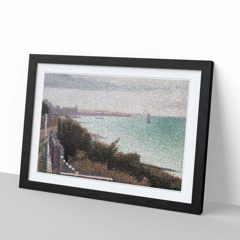 Coast Scene by Georges Seurat - Picture Frame Painting, 48cm H x 65cm W x 2cm D, Black Framed
