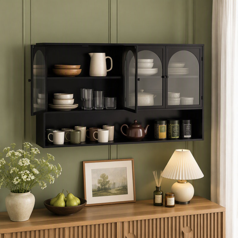 Rangement mural en verre 47,25 po, Noir