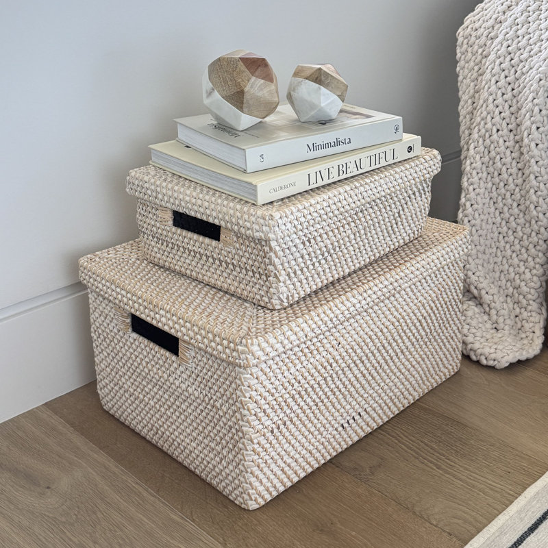 AllModern Wicker Bin, White