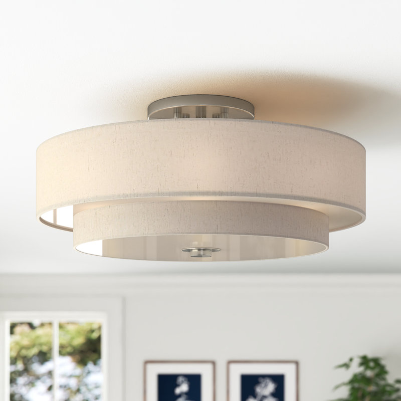 Konur Fabric Semi Flush Mount, Brushed Nickel