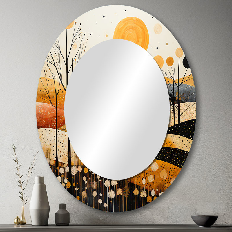 Décoration miroir ovale orange Meadow Bold Geometric Fields II - Orange, 43 po x 33 po