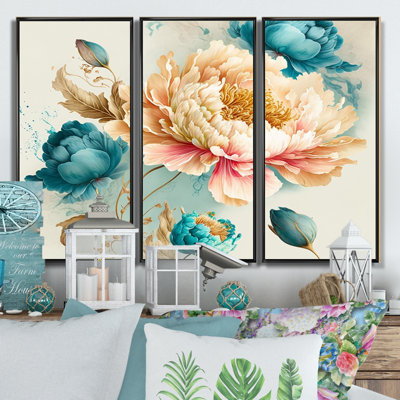 " Vibrant Floral Bunch IV " 3 - Pieces