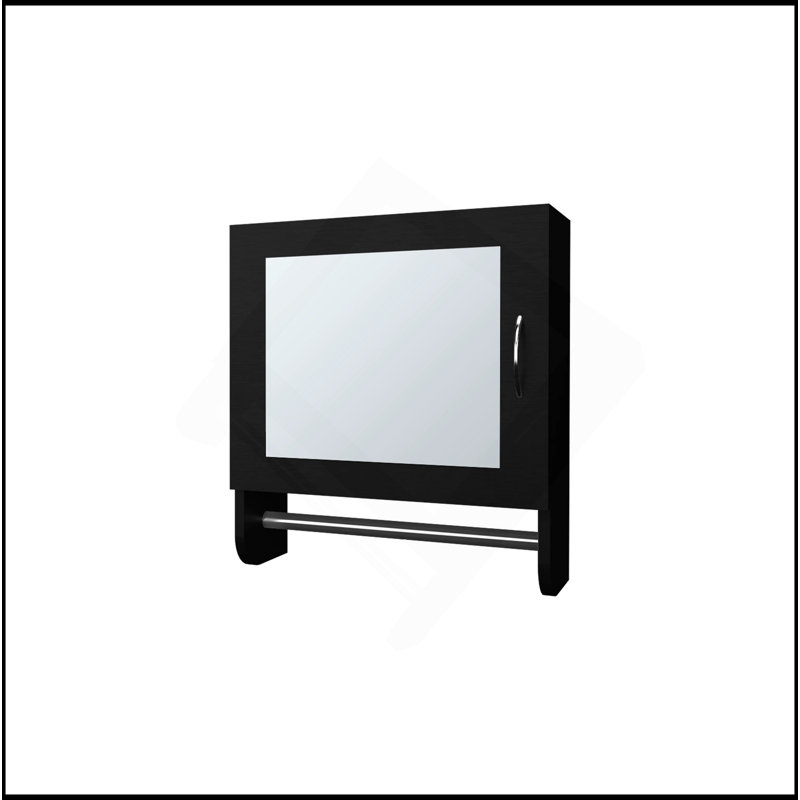 Versatile Black Medicine Cabinet With Towel Bar And Included Mirror