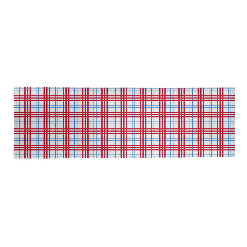 Tapis rouge / blanc à carreaux, Tapis de couloir 2 pi 6 po x 8 pi