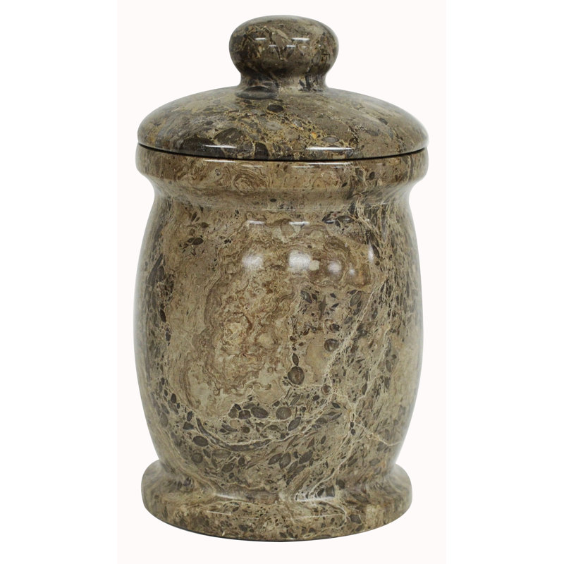Oceanic Marble Bathroom Storage Jar with Lid – Cotton Ball & Vanity Organizer