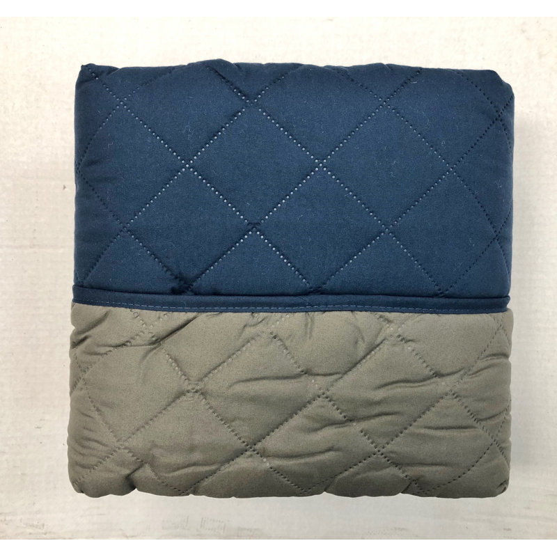 Housse pour canapé à coussins carrés, Bleu marine / gris