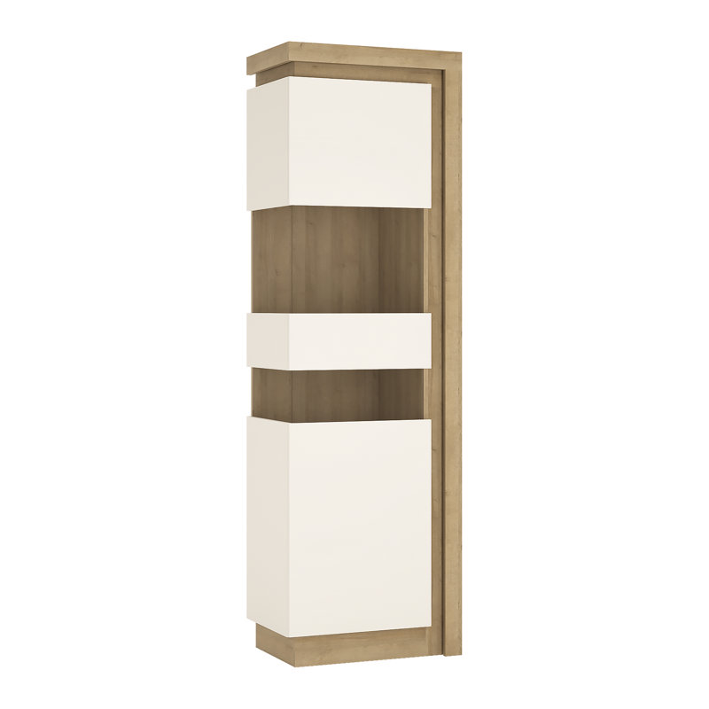 Blayze Display Cabinet, Riviera Oak/White High Gloss, Left Hand