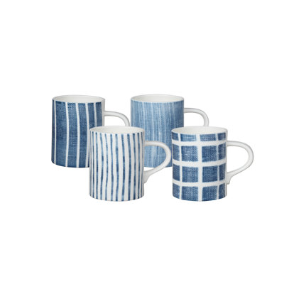 Canvass Blue Mugs 14oz Set/4