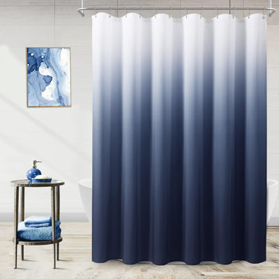 Ensemble de rideaux de douche bleu marine et blanc pour la salle de bain, ensemble de rideaux de douche en tissu bleu clair indigo royal clair avec 12 crochets décoratifs pour salle de bain royal indigo 72 x 72