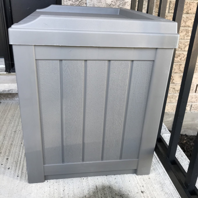 Suncast 22 in. W x 17 in. D Resin Deck Box Seat for Outdoor Storage, Made in the USA - Stoney, 1