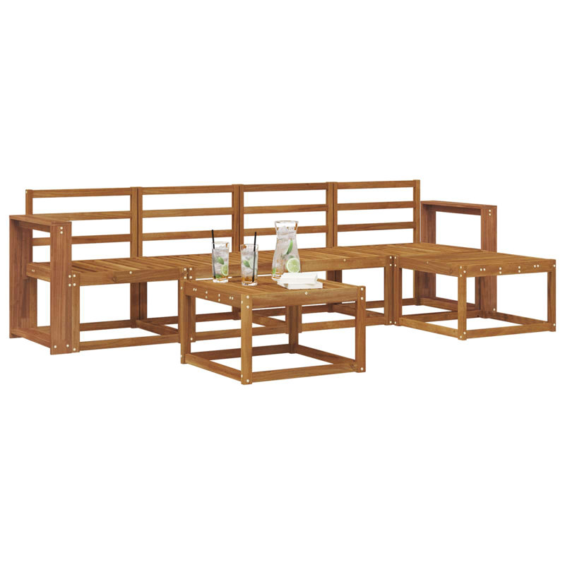 Vidaxl Outdoor Sofa Set 6 Pcs Solid Acacia Wood Garden Couch Sectional Seating