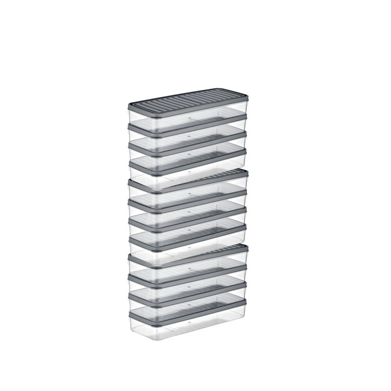 Ensemble de boîte de rangement durable (12 pièces), 10,4 x 2,0 x 4,1 pouces | 100% plastique, va au lave-vaisselle | Parfait pour organiser la maison, le bureau ou la cuisine - Solution polyvalente et peu encombrante