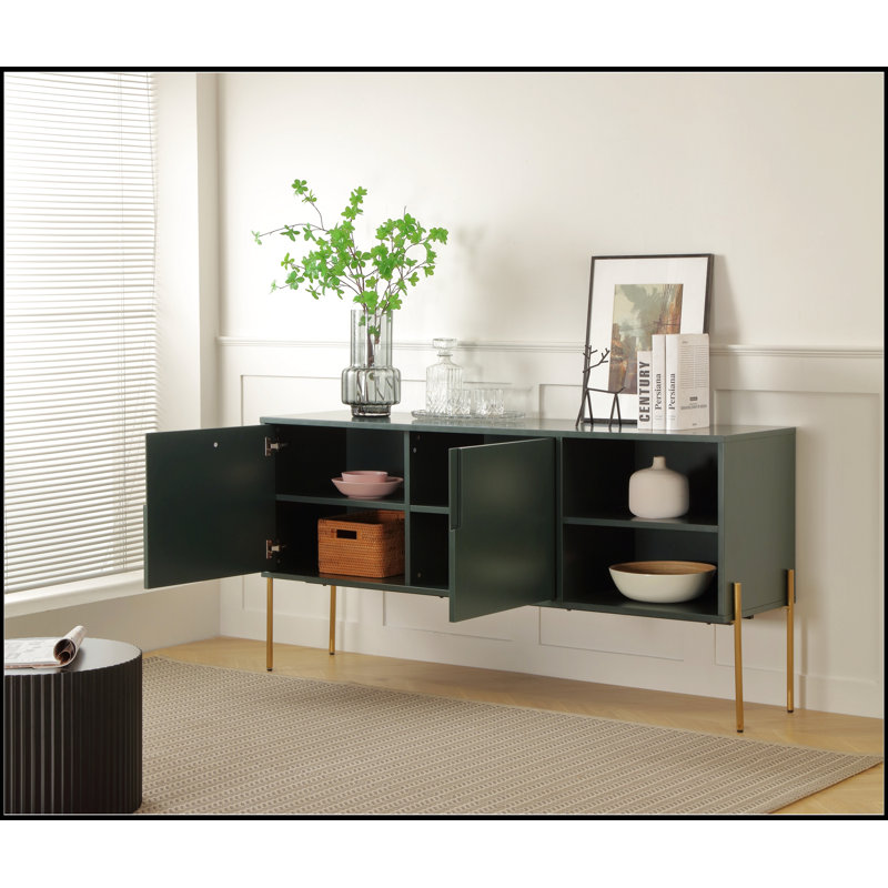 Bocar Slide Buffet Sideboard,Buffet table,Dining cabinet with iron legs, Green