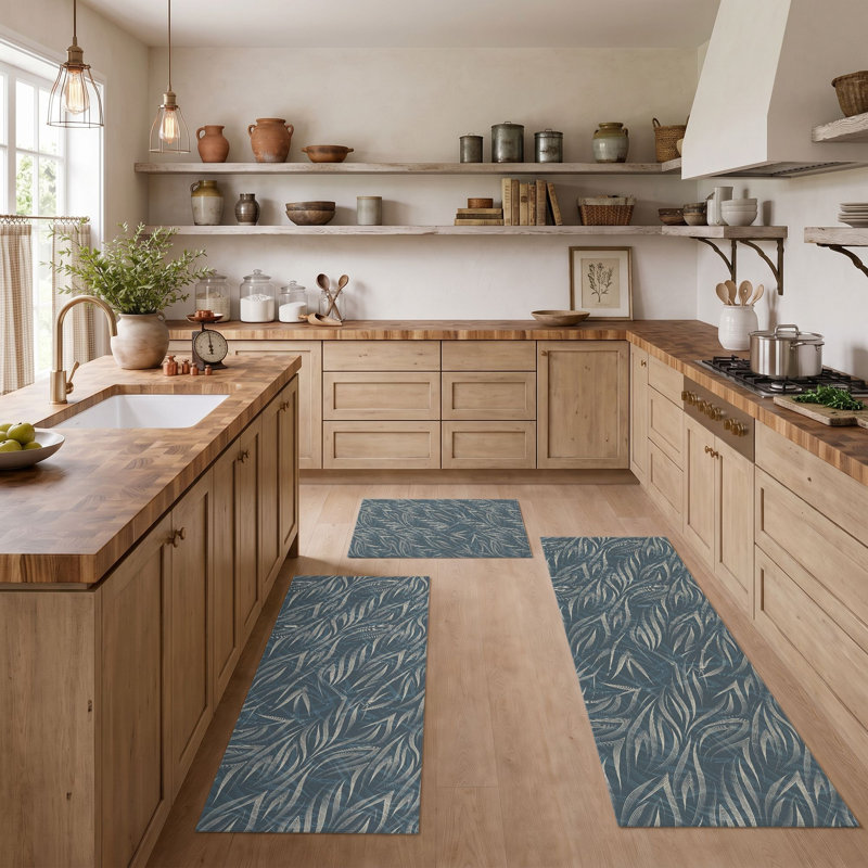 Palm Leaf Non-Slip Washable Kitchen Mats