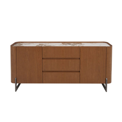 Chalifoux Modern Wooden 2-Door Buffet w/ Ceramic Top & Steel Legs by Wade Logan