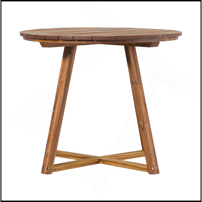 Table de salle à manger contemporaine à dessus en lattes de bois massif pour terrasse, lavable, résistante aux intempéries et élégante pour les réceptions en plein air