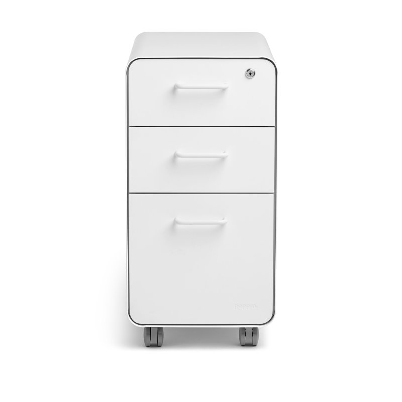  Stow Slim 3-Drawer Cabinet, With Caster, White, With Caster