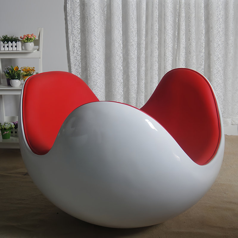 Chaise berçante moderne individuelle rembourrée, Rouge