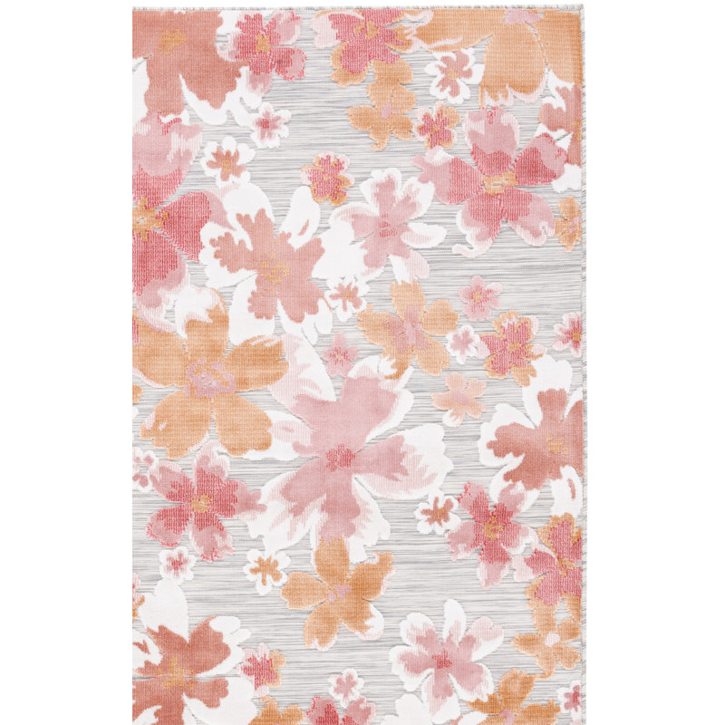 Tapis d'intérieur / extérieur à motif floral Goines, Rectangle 9 pi x 12 pi